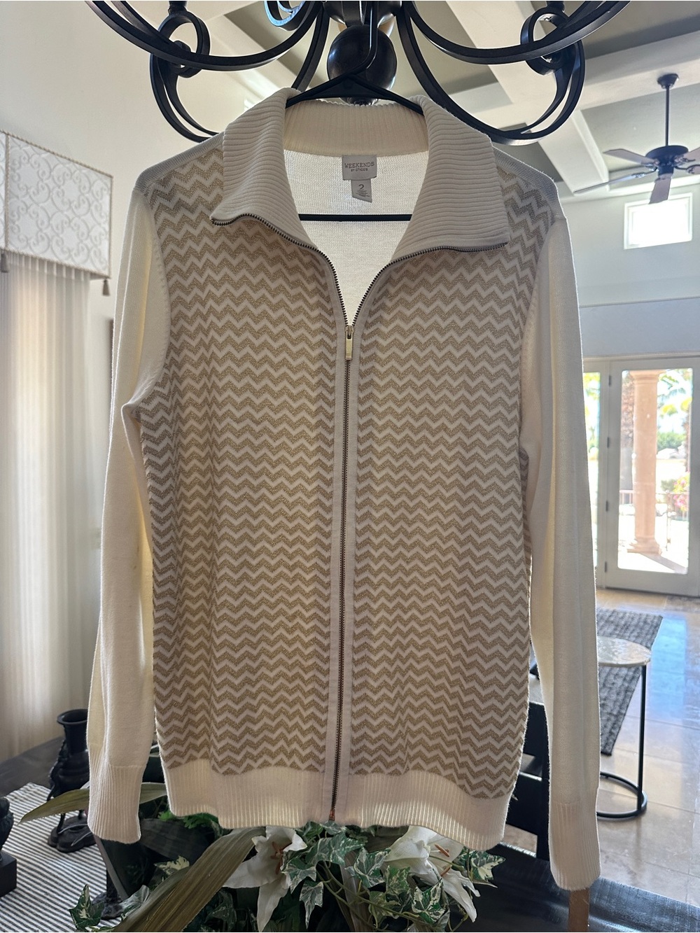 Chicos Zip-Front Sweater